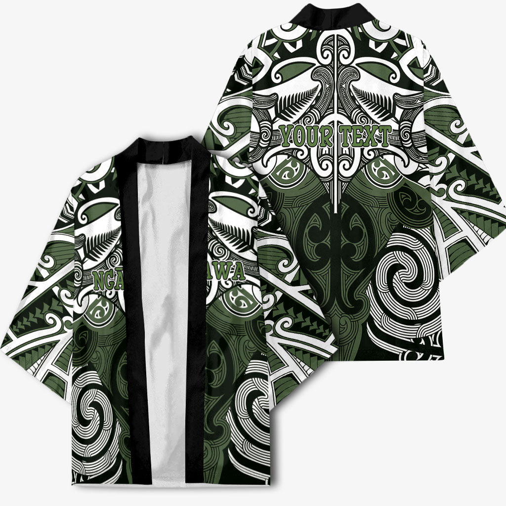 Personalised Maori Ngati Awa Kimono Silver Fern Kowhaiwhai Art