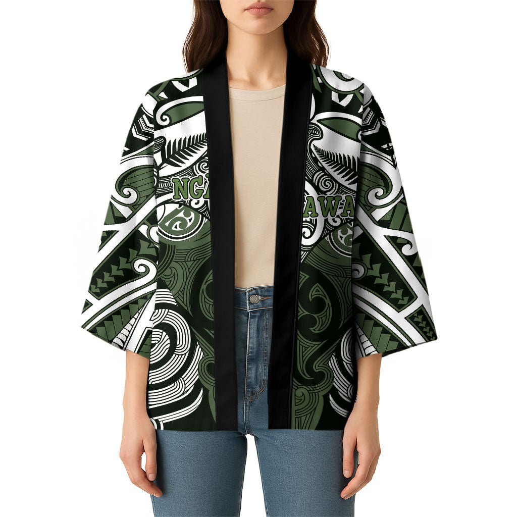 Personalised Maori Ngati Awa Kimono Silver Fern Kowhaiwhai Art