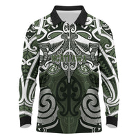 Personalised Maori Ngati Awa Long Sleeve Polo Shirt Silver Fern Kowhaiwhai Art