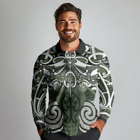 Personalised Maori Ngati Awa Long Sleeve Polo Shirt Silver Fern Kowhaiwhai Art