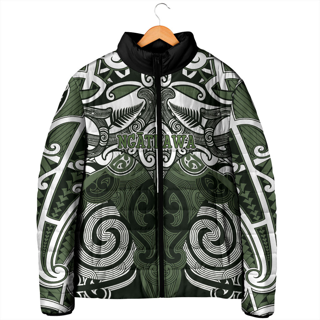 Personalised Maori Ngati Awa Padded Jacket Silver Fern Kowhaiwhai Art