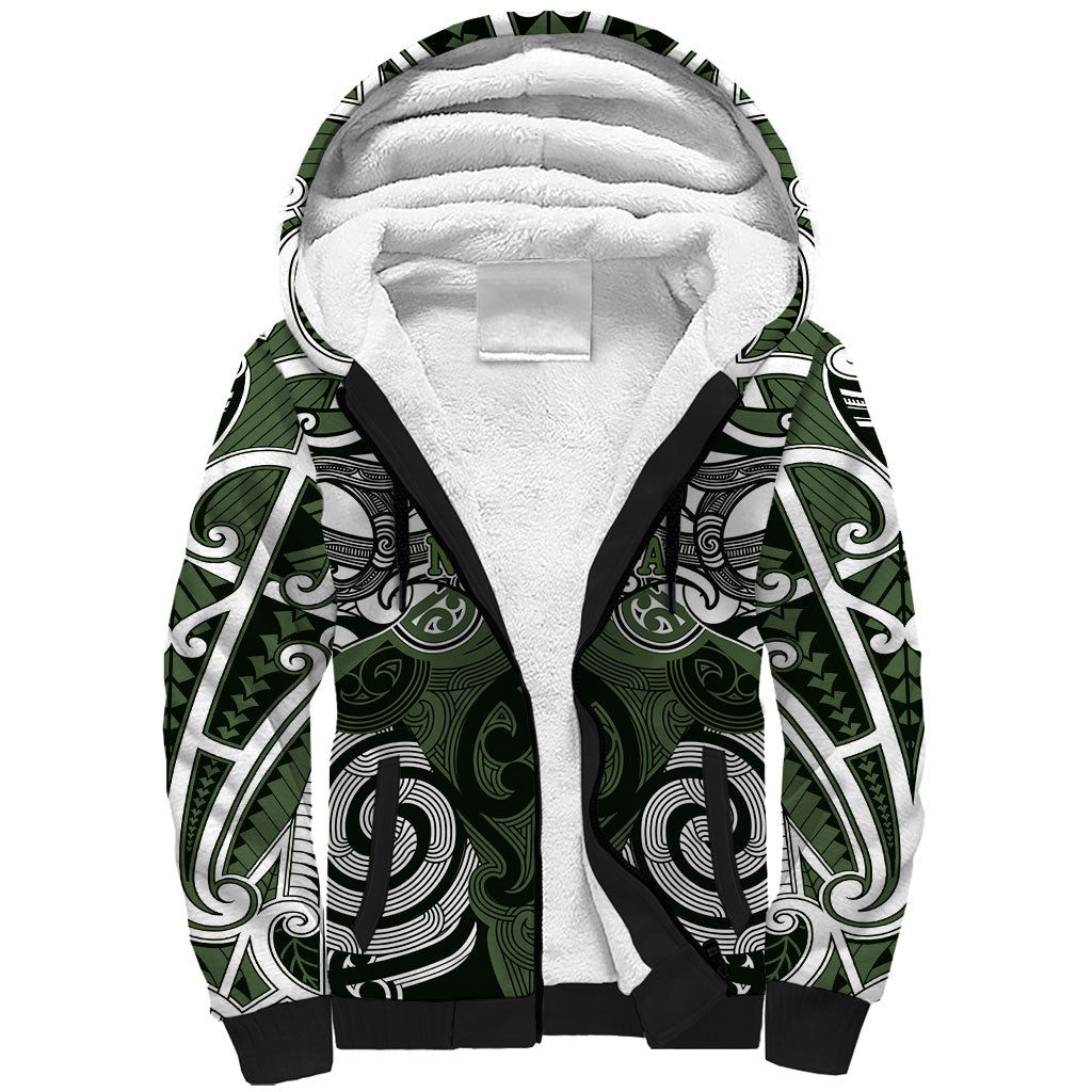 Personalised Maori Ngati Awa Sherpa Hoodie Silver Fern Kowhaiwhai Art