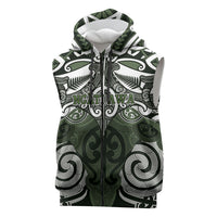 Personalised Maori Ngati Awa Sleeveless Zip Hoodie Silver Fern Kowhaiwhai Art
