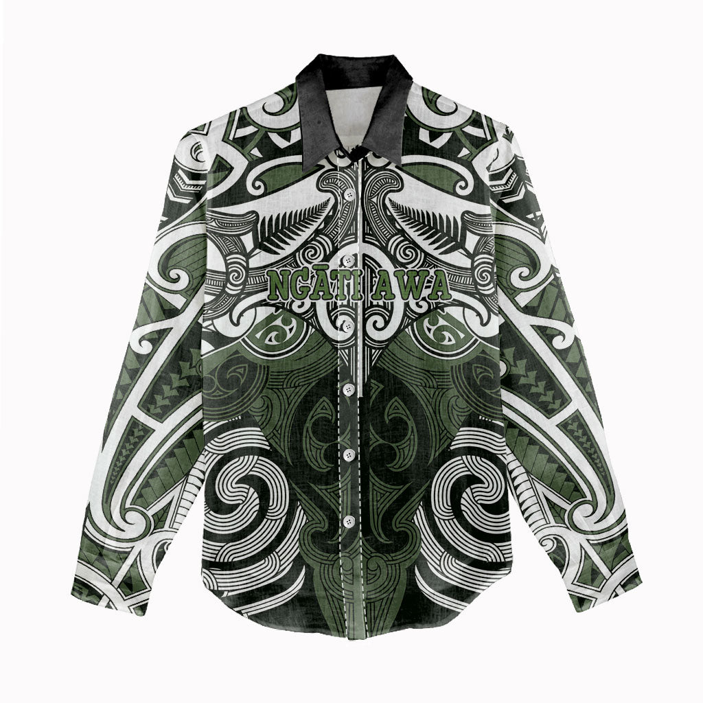 Personalised Maori Ngati Awa Women Casual Shirt Silver Fern Kowhaiwhai Art