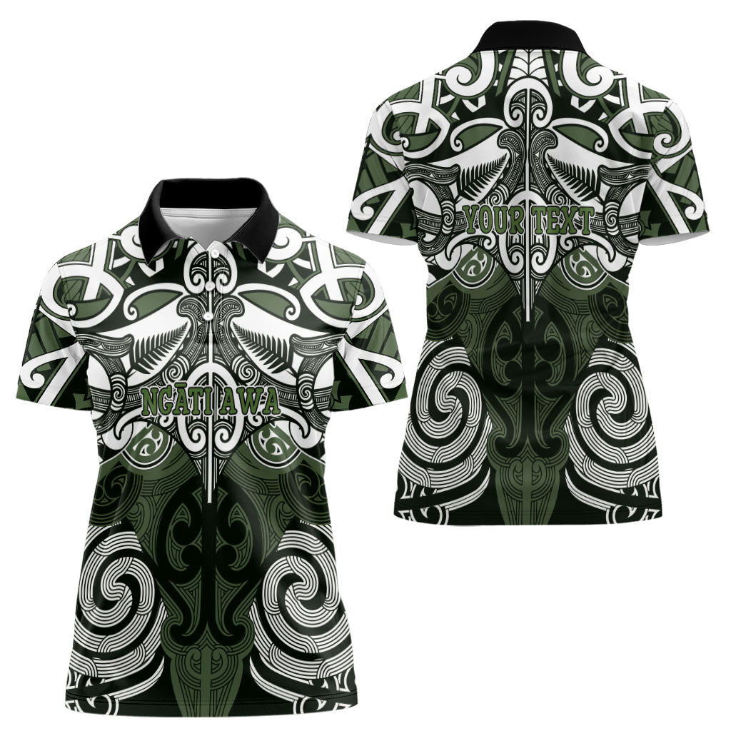Personalised Maori Ngati Awa Women Polo Shirt Silver Fern Kowhaiwhai Art