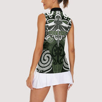 Personalised Maori Ngati Awa Women Sleeveless Polo Shirt Silver Fern Kowhaiwhai Art LT01 - Polynesian Pride