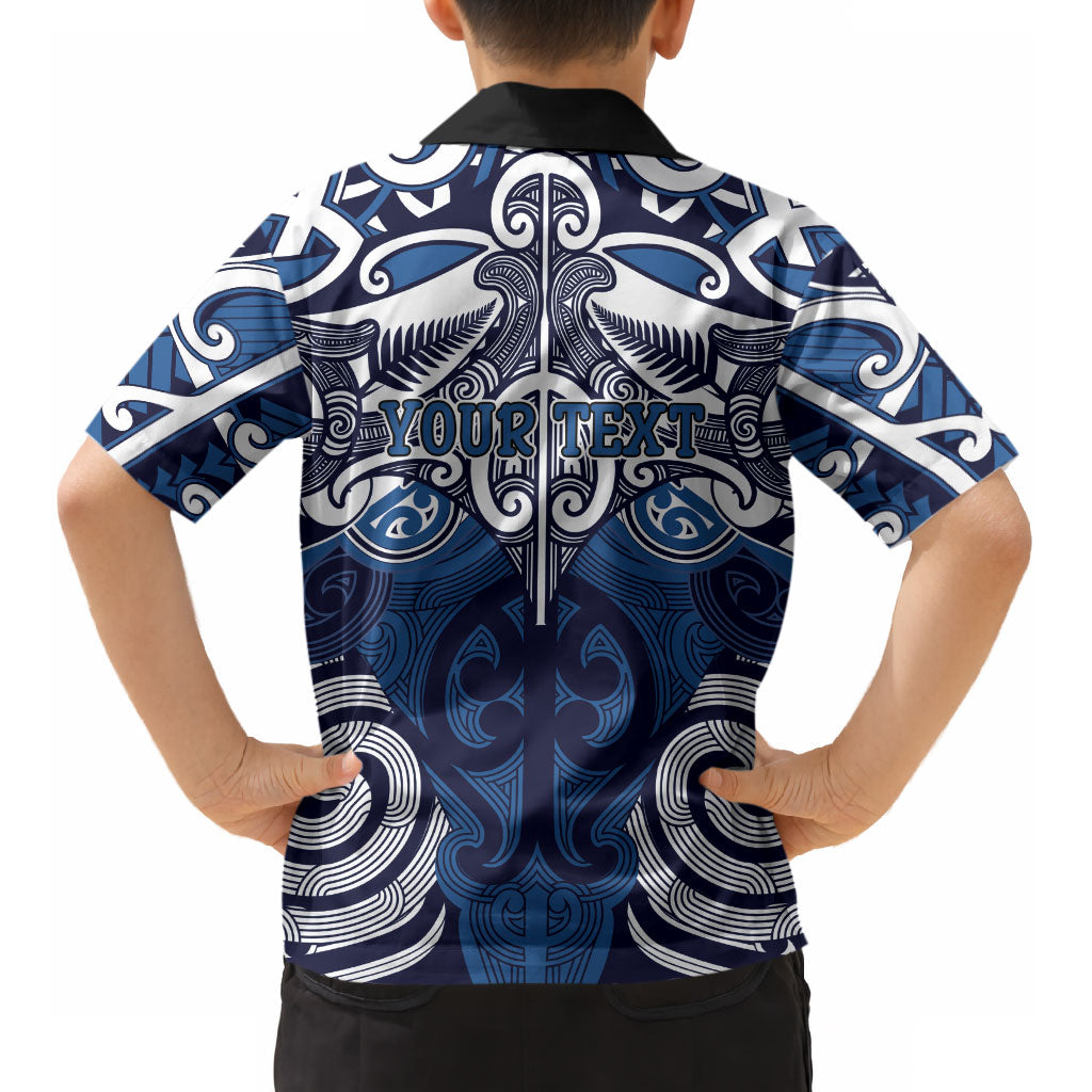 Personalised Maori Ngati Kahungunu Kid Hawaiian Shirt Silver Fern Kowhaiwhai Art