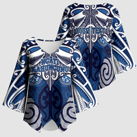 Personalised Maori Ngati Kahungunu Kimono Sleeve Blouse Silver Fern Kowhaiwhai Art
