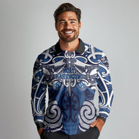 Personalised Maori Ngati Kahungunu Long Sleeve Polo Shirt Silver Fern Kowhaiwhai Art