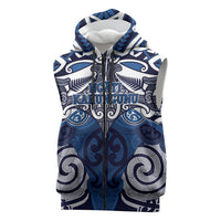 Personalised Maori Ngati Kahungunu Sleeveless Zip Hoodie Silver Fern Kowhaiwhai Art
