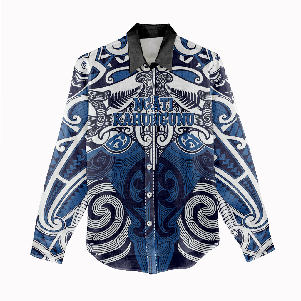 Personalised Maori Ngati Kahungunu Women Casual Shirt Silver Fern Kowhaiwhai Art LT01 - Polynesian Pride