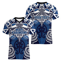 Personalised Maori Ngati Kahungunu Women V-Neck T-Shirt Silver Fern Kowhaiwhai Art LT01 - Polynesian Pride