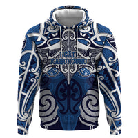Personalised Maori Ngati Kahungunu Zip Hoodie Silver Fern Kowhaiwhai Art