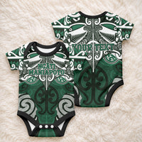 Personalised Maori Ngati Maniapoto Baby Onesie Silver Fern Kowhaiwhai Art