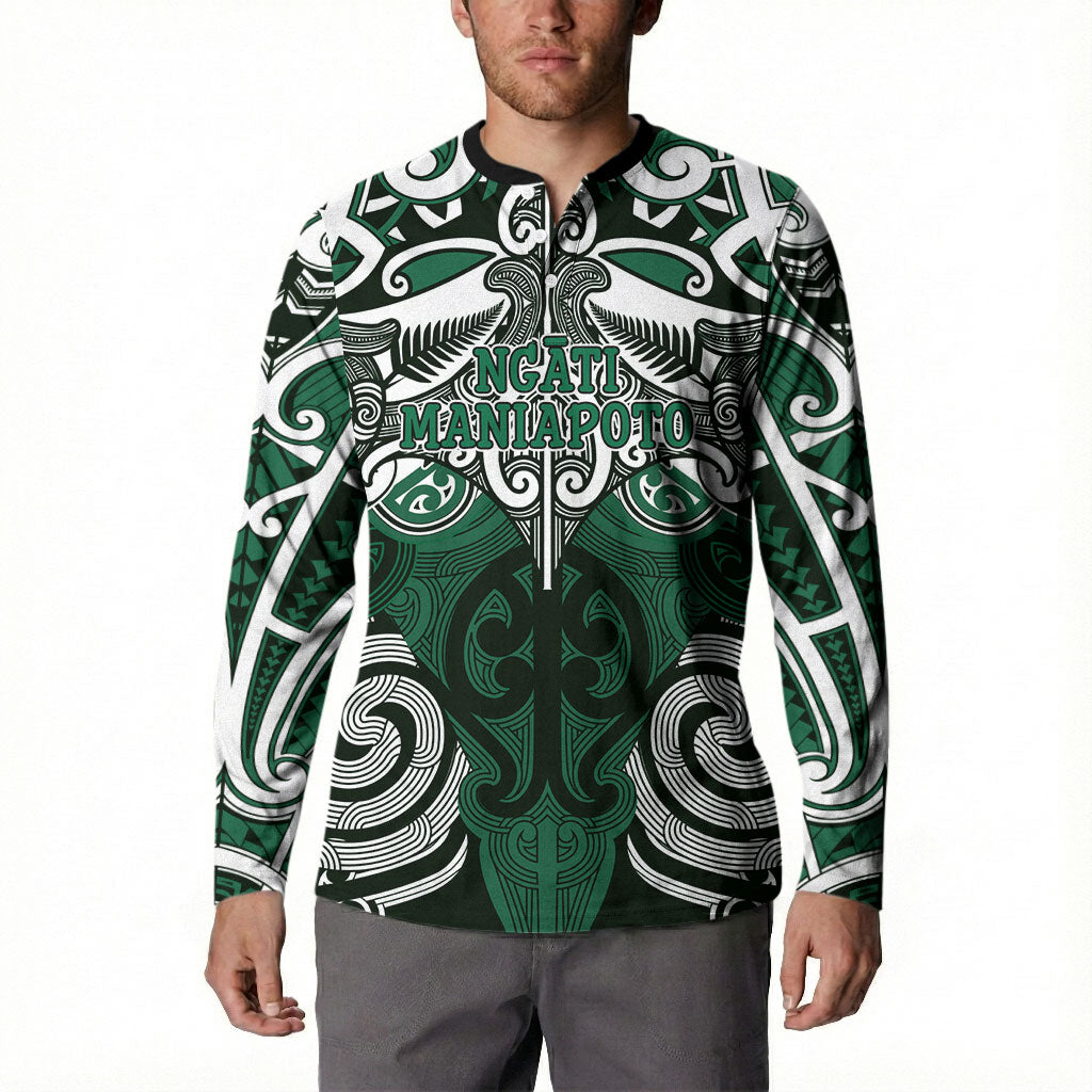 Personalised Maori Ngati Maniapoto Button Sweatshirt Silver Fern Kowhaiwhai Art LT01 - Polynesian Pride