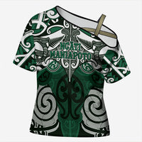 Personalised Maori Ngati Maniapoto Cross Shoulder Shirt Silver Fern Kowhaiwhai Art