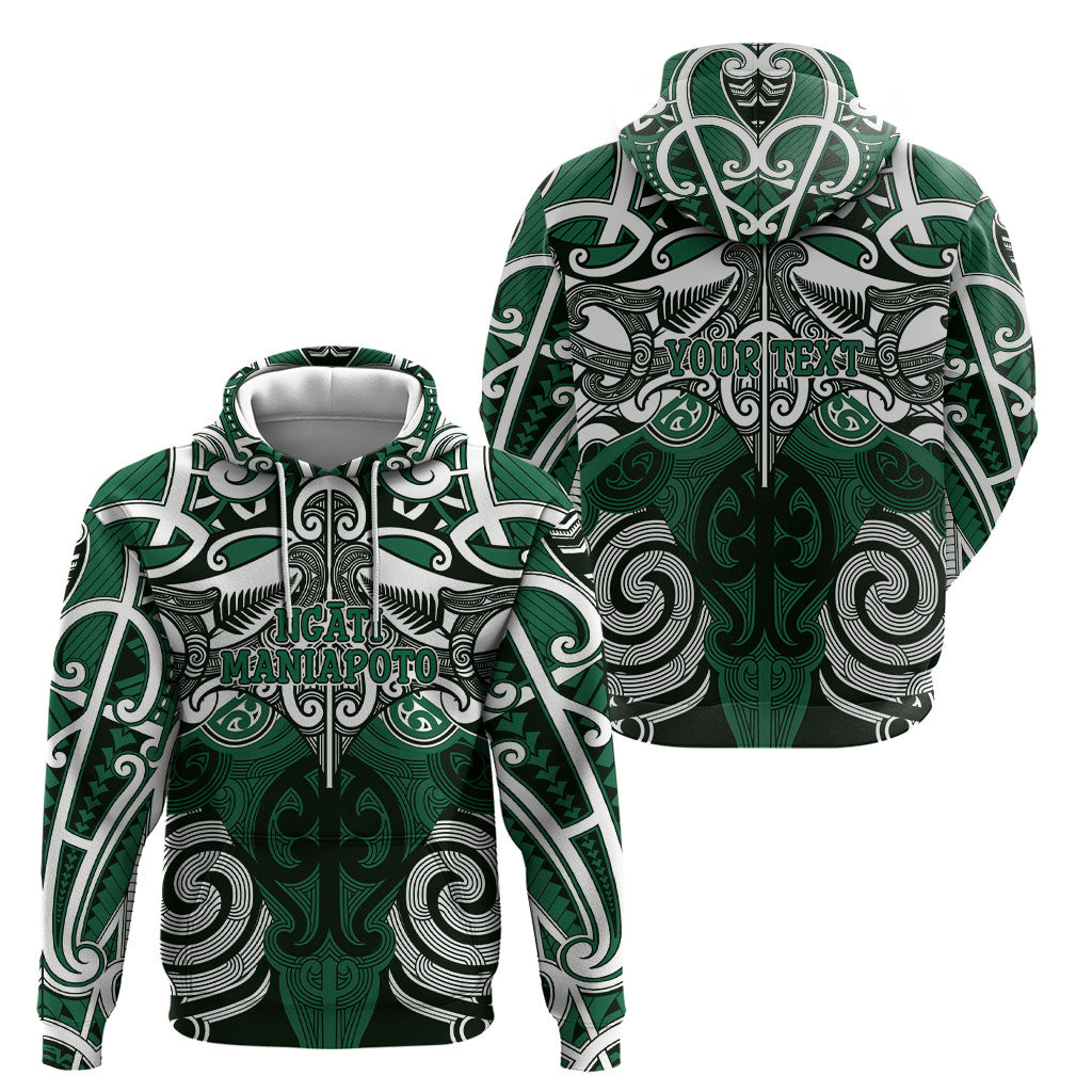 Personalised Maori Ngati Maniapoto Hoodie Silver Fern Kowhaiwhai Art