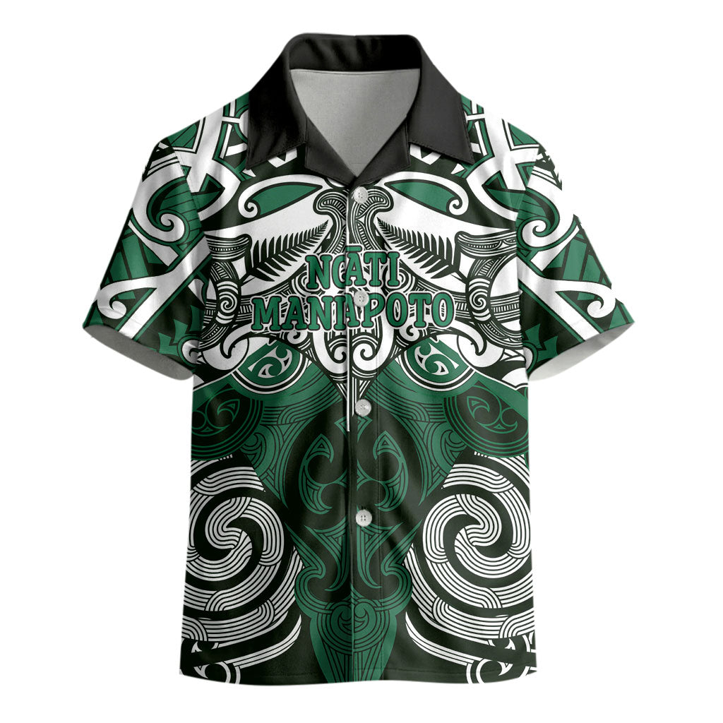Personalised Maori Ngati Maniapoto Kid Hawaiian Shirt Silver Fern Kowhaiwhai Art