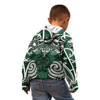 Personalised Maori Ngati Maniapoto Kid Hoodie Silver Fern Kowhaiwhai Art