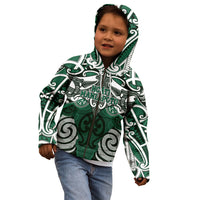 Personalised Maori Ngati Maniapoto Kid Hoodie Silver Fern Kowhaiwhai Art