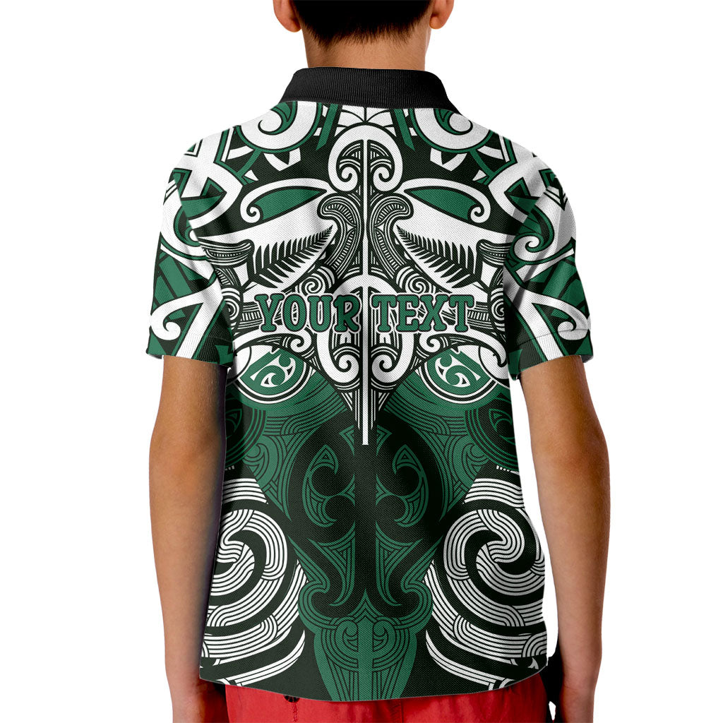 Personalised Maori Ngati Maniapoto Kid Polo Shirt Silver Fern Kowhaiwhai Art