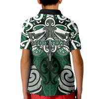 Personalised Maori Ngati Maniapoto Kid Polo Shirt Silver Fern Kowhaiwhai Art