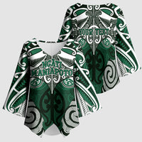 Personalised Maori Ngati Maniapoto Kimono Sleeve Blouse Silver Fern Kowhaiwhai Art
