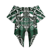 Personalised Maori Ngati Maniapoto Off Shoulder Wrap Waist Top Silver Fern Kowhaiwhai Art