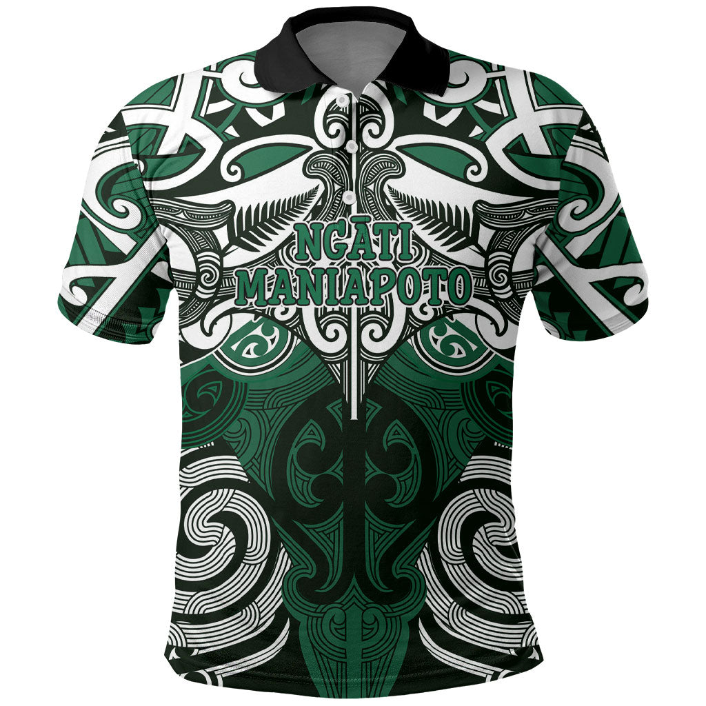 Personalised Maori Ngati Maniapoto Polo Shirt Silver Fern Kowhaiwhai Art