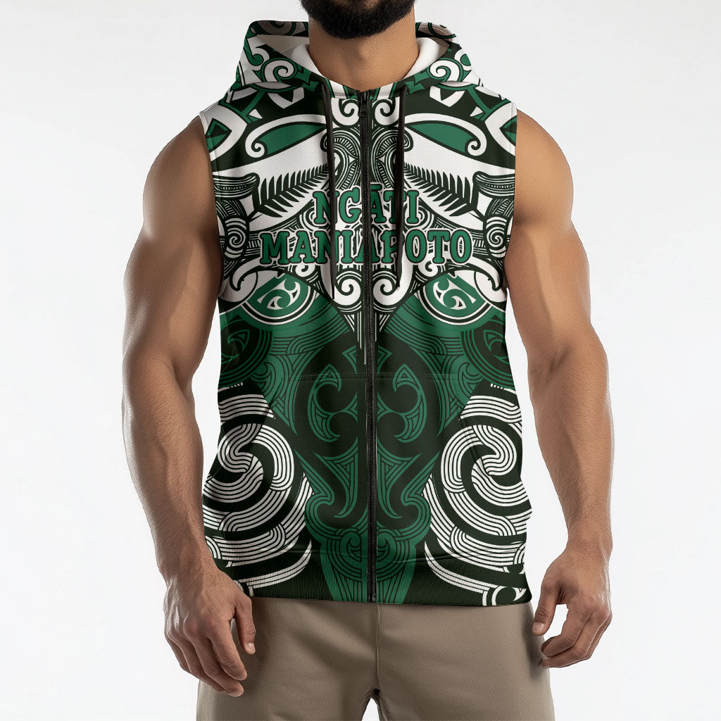 Personalised Maori Ngati Maniapoto Sleeveless Zip Hoodie Silver Fern Kowhaiwhai Art LT01 - Polynesian Pride