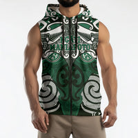Personalised Maori Ngati Maniapoto Sleeveless Zip Hoodie Silver Fern Kowhaiwhai Art LT01 - Polynesian Pride