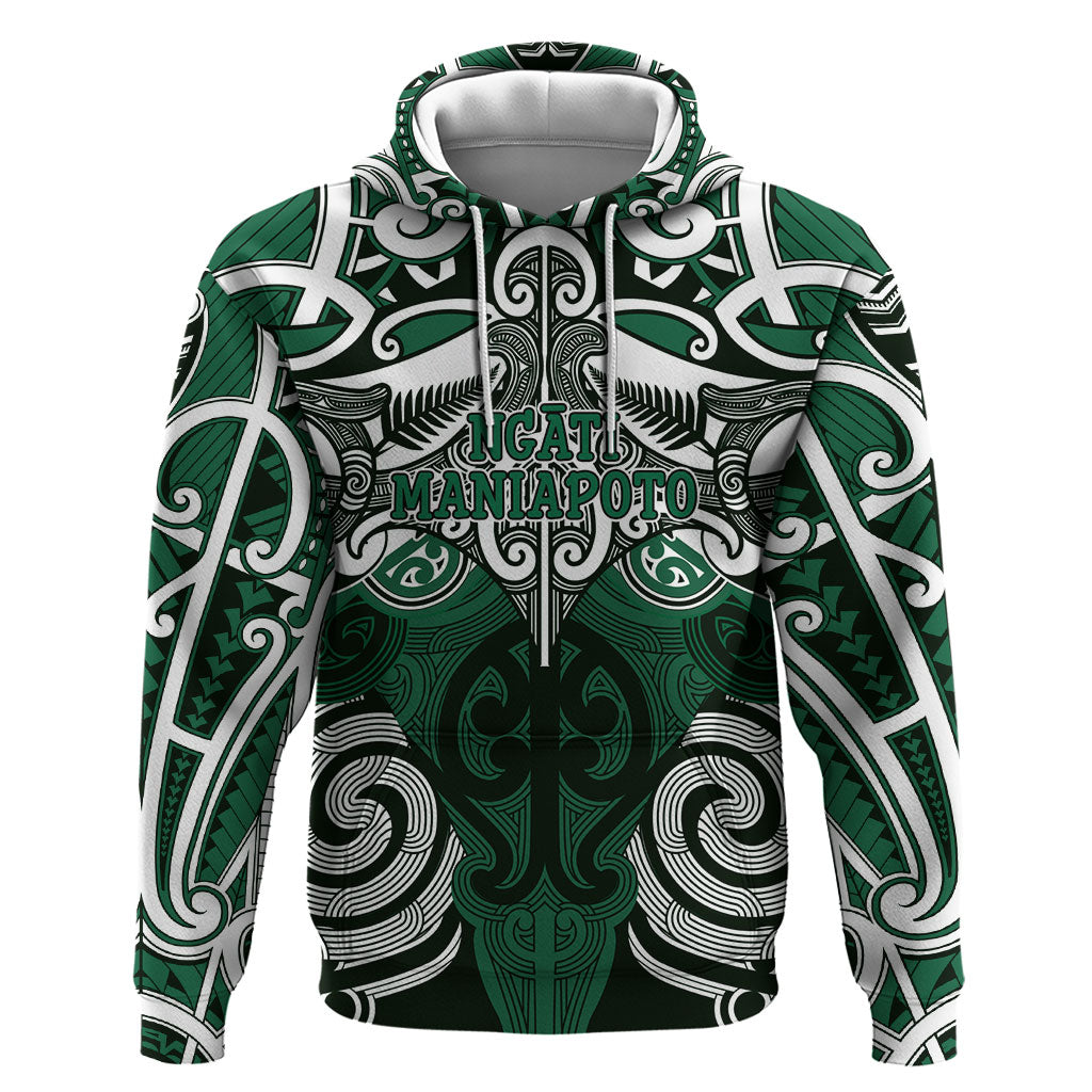 Personalised Maori Ngati Maniapoto Zip Hoodie Silver Fern Kowhaiwhai Art