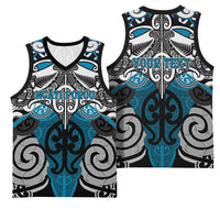 Personalised Maori Ngati Porou Basketball Jersey Silver Fern Kowhaiwhai Art