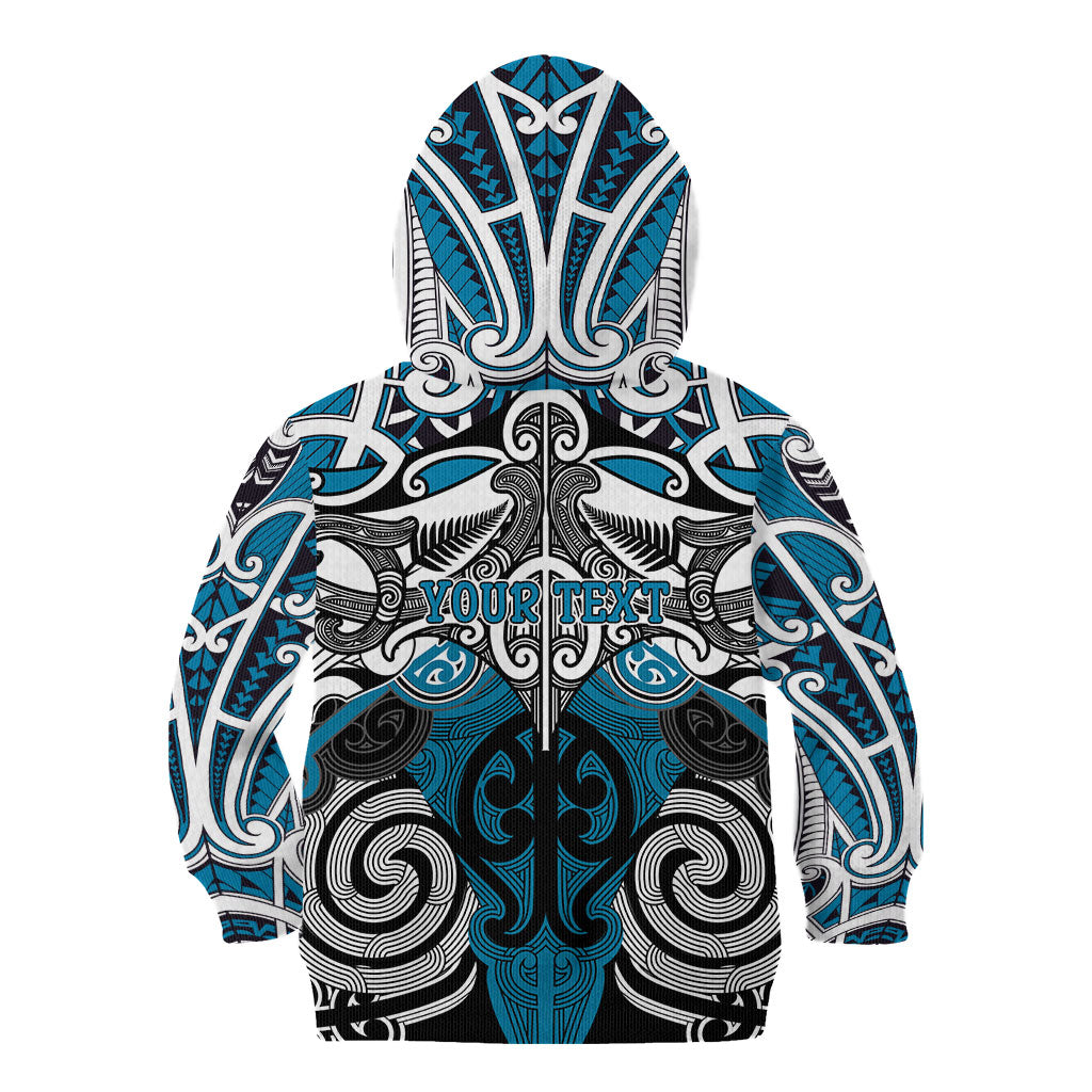 Personalised Maori Ngati Porou Kid Hoodie Silver Fern Kowhaiwhai Art