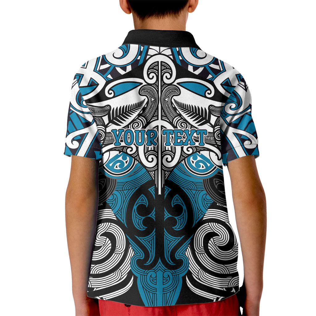 Personalised Maori Ngati Porou Kid Polo Shirt Silver Fern Kowhaiwhai Art