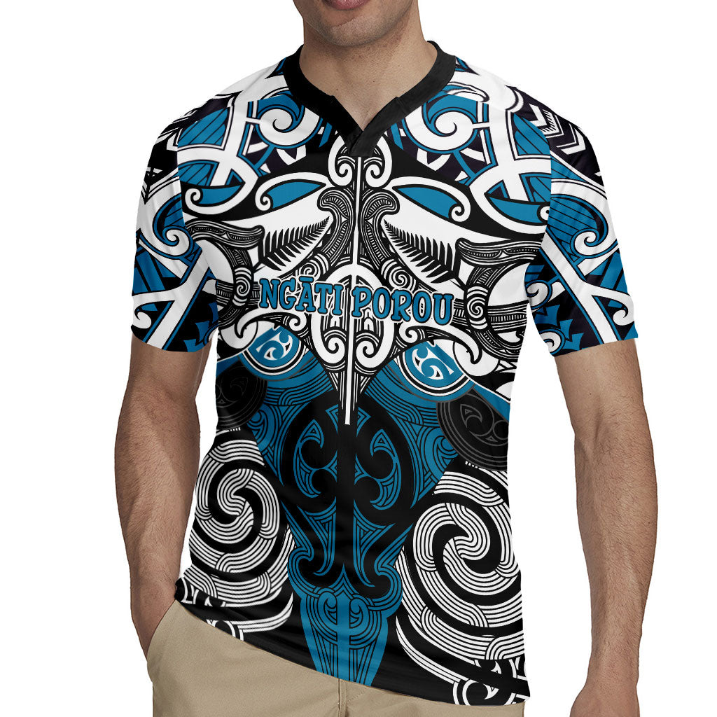 Personalised Maori Ngati Porou Rugby Jersey Silver Fern Kowhaiwhai Art