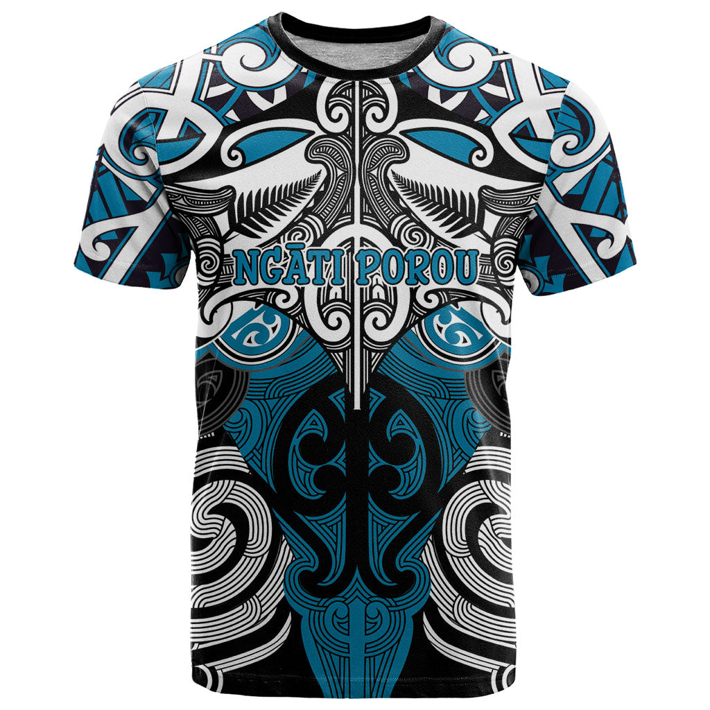 Personalised Maori Ngati Porou T Shirt Silver Fern Kowhaiwhai Art