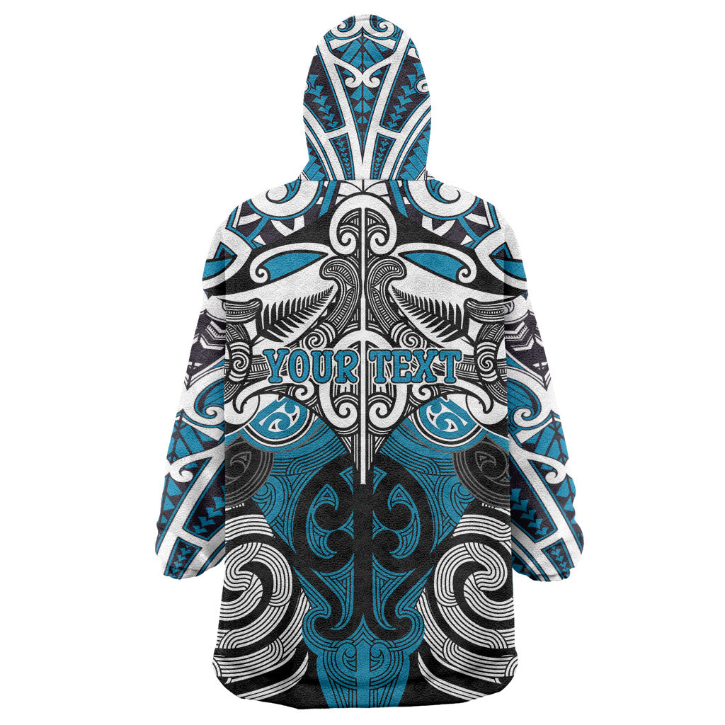 Personalised Maori Ngati Porou Wearable Blanket Hoodie Silver Fern Kowhaiwhai Art LT01 - Polynesian Pride