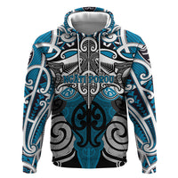 Personalised Maori Ngati Porou Zip Hoodie Silver Fern Kowhaiwhai Art