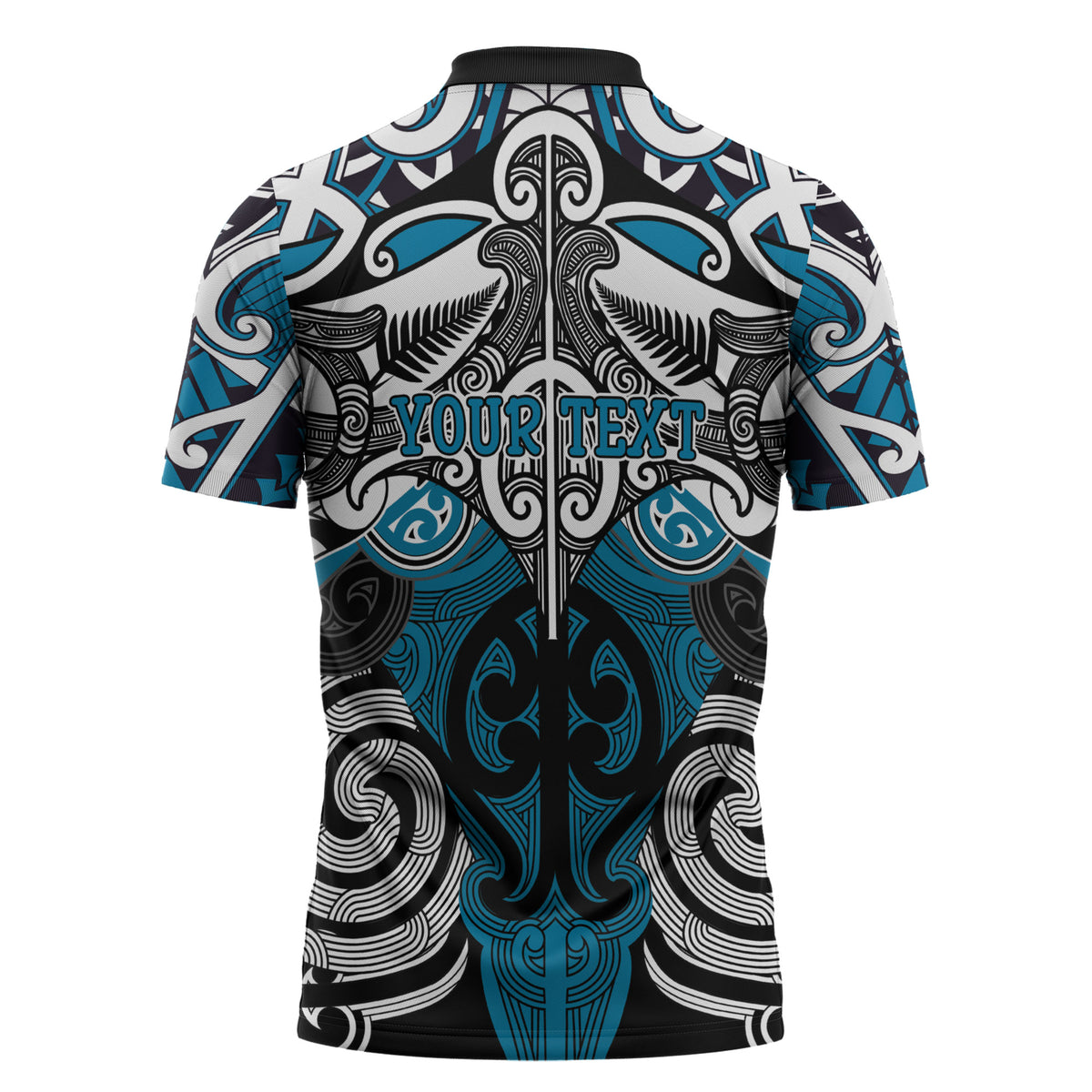 Personalised Maori Ngati Porou Zipper Polo Shirt Silver Fern Kowhaiwhai Art LT01 - Polynesian Pride