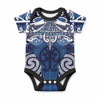 Personalised Maori Ngati Tuwharetoa Baby Onesie Silver Fern Kowhaiwhai Art