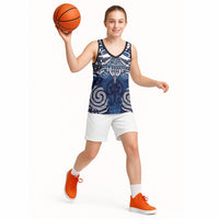 Personalised Maori Ngati Tuwharetoa Basketball Jersey Silver Fern Kowhaiwhai Art