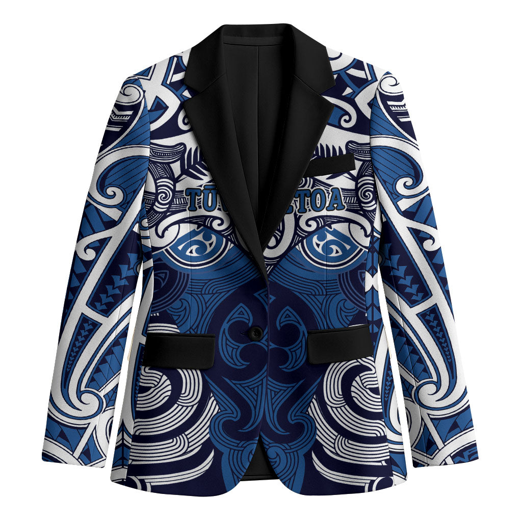 Personalised Maori Ngati Tuwharetoa Blazer Silver Fern Kowhaiwhai Art LT01 Unisex Blue - Polynesian Pride