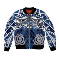 Personalised Maori Ngati Tuwharetoa Bomber Jacket Silver Fern Kowhaiwhai Art