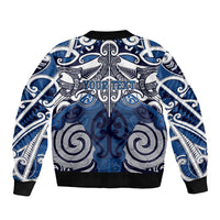 Personalised Maori Ngati Tuwharetoa Bomber Jacket Silver Fern Kowhaiwhai Art