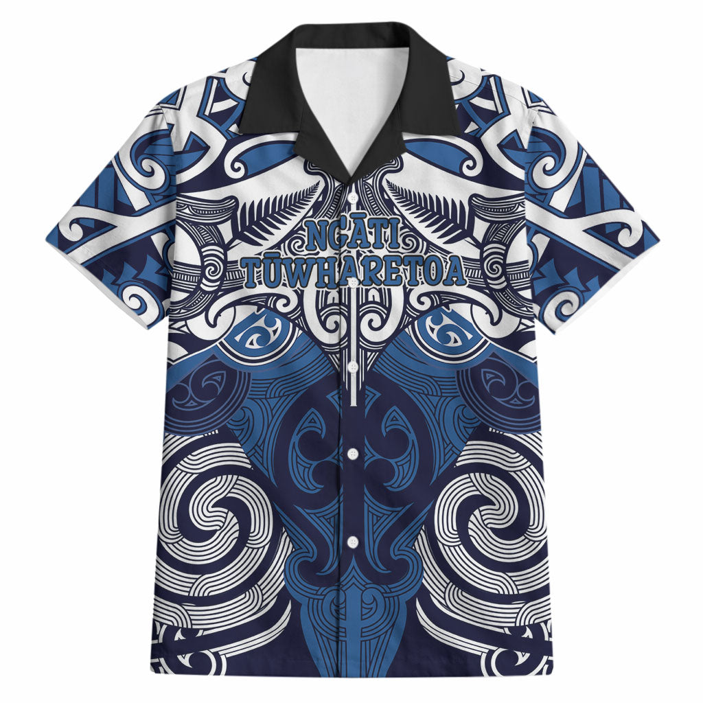 Personalised Maori Ngati Tuwharetoa Hawaiian Shirt Silver Fern Kowhaiwhai Art