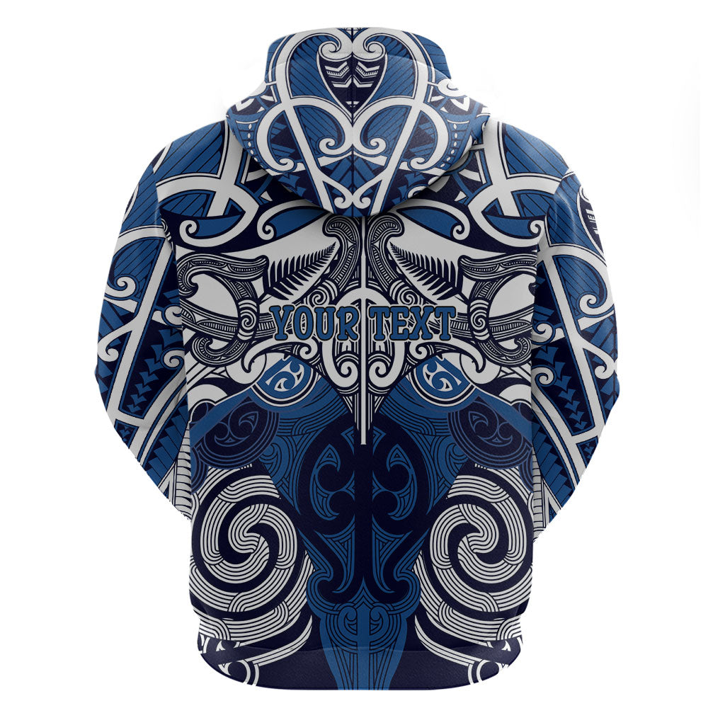 Personalised Maori Ngati Tuwharetoa Zip Hoodie Silver Fern Kowhaiwhai Art
