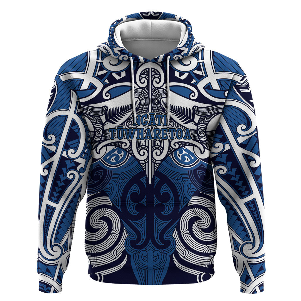 Personalised Maori Ngati Tuwharetoa Zip Hoodie Silver Fern Kowhaiwhai Art