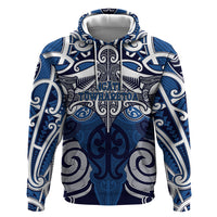 Personalised Maori Ngati Tuwharetoa Zip Hoodie Silver Fern Kowhaiwhai Art