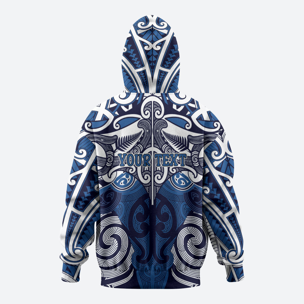 Personalised Maori Ngati Tuwharetoa Zip Hoodie Silver Fern Kowhaiwhai Art